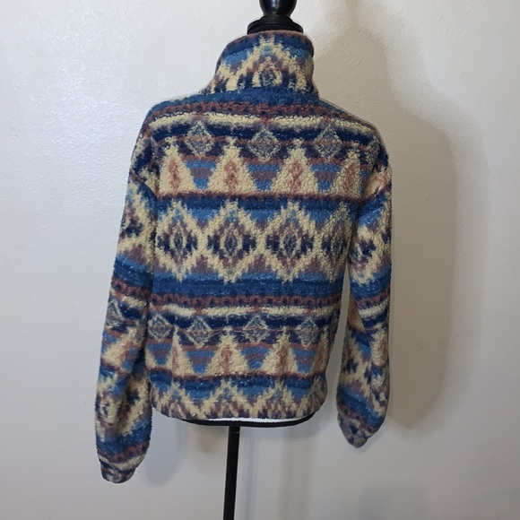 SO tribal native print 1/2 button pullover fleece sweatshirt - Picture 4 of 6